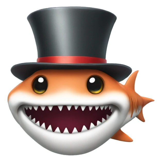 Shark with a top hat and clown hair sticker