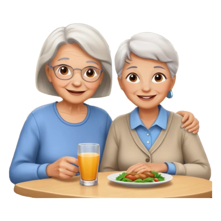 conversación dentro de un restaurant  dos personas y una de las persoans sea una abuela sticker