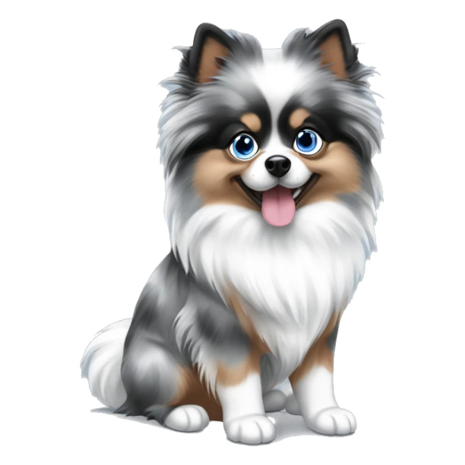 Blue merle Pomeranian with blue eyes sticker