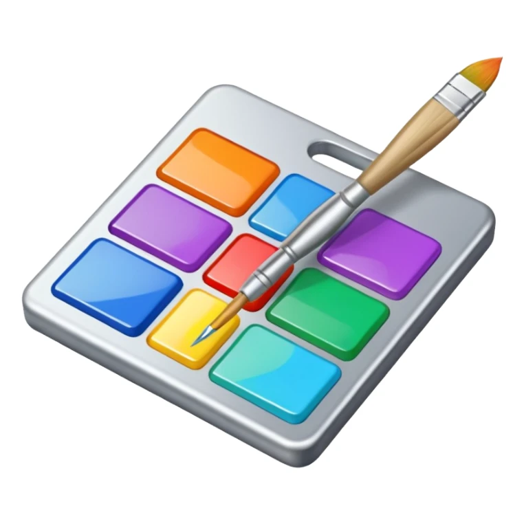 emoji of a paintbrush merging with a computer chip sticker
