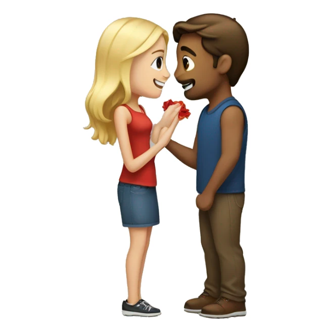 Brown haired guy proposing to short blonde girl  sticker
