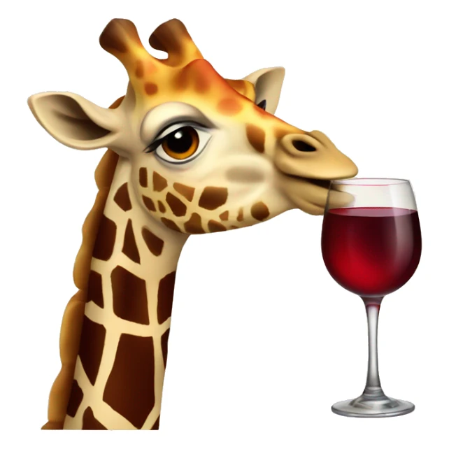 French giraffe holding red wineglass sticker