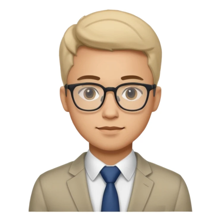 a man in his early 20s wearing glasses for a tech company sticker