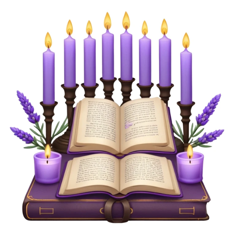 Gorgeous beautiful aesthetic decorative Lavender flowers and candles and book  sticker