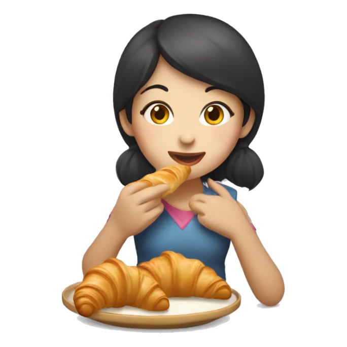 chinese girl eating croissants  sticker