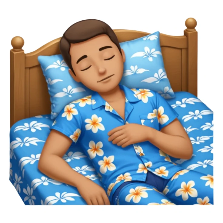 Guy wearing blue Hawaiian shirt sleeping alone sticker