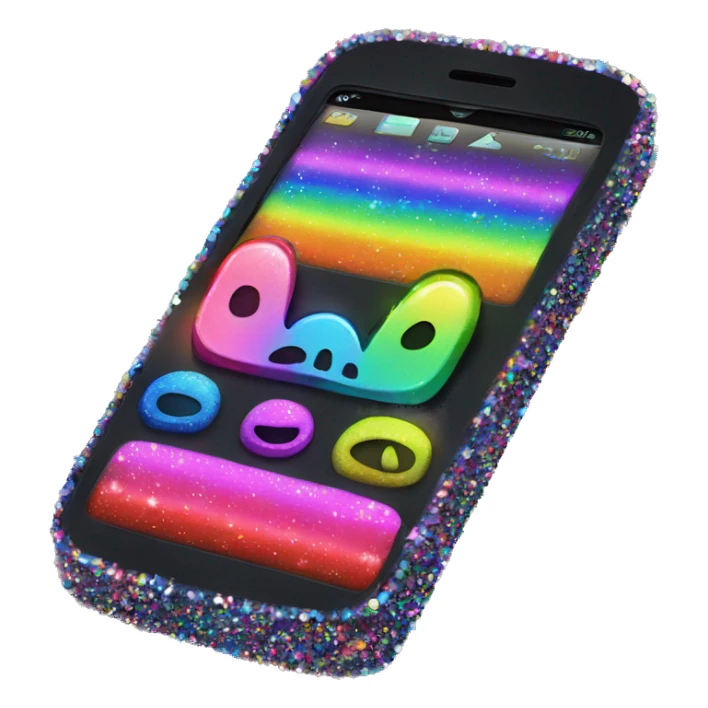 neon rainbow sparkle flip phone cute  sticker