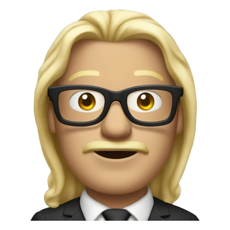 Man with long blonde hair, black glasses and smoking a cigar sticker