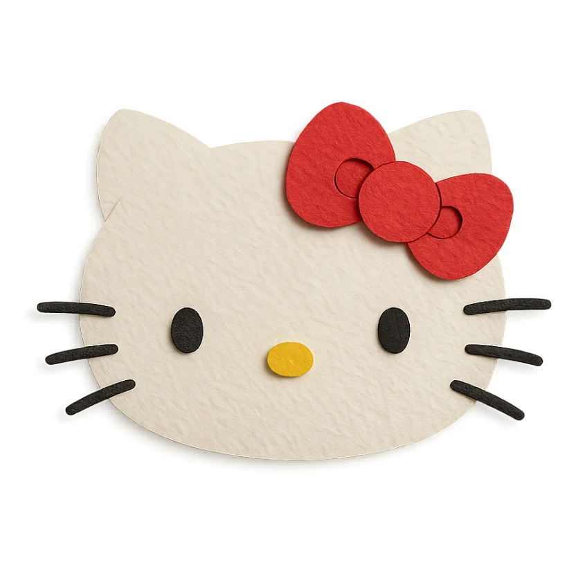 Hello Kitty hair pin, layered paper effect, Hello Kitty's face and bow sticker