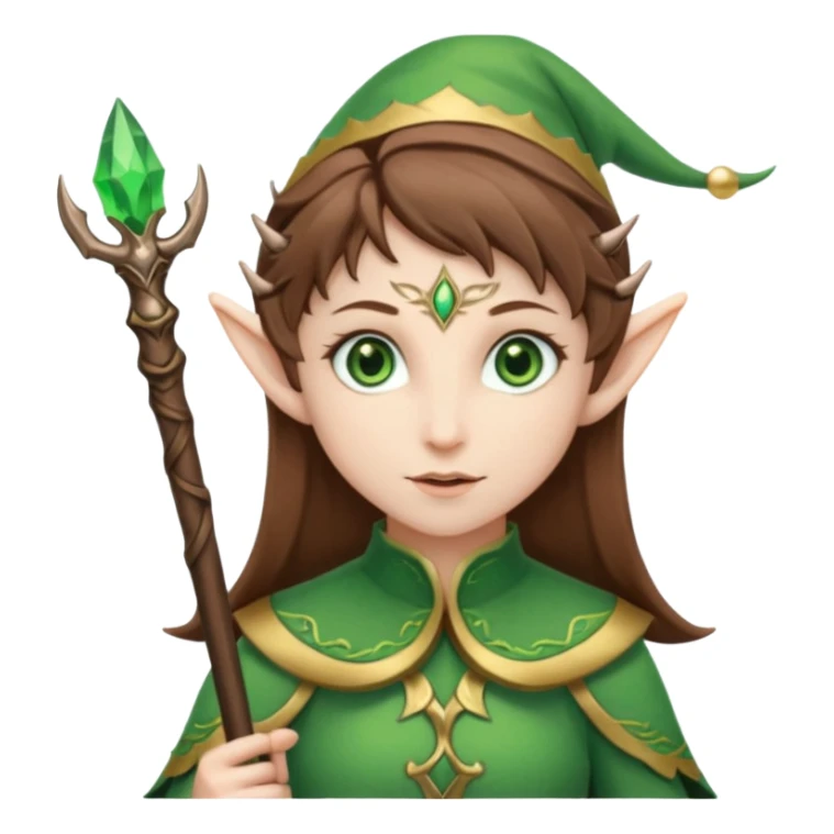 elf with staff brown hair sticker