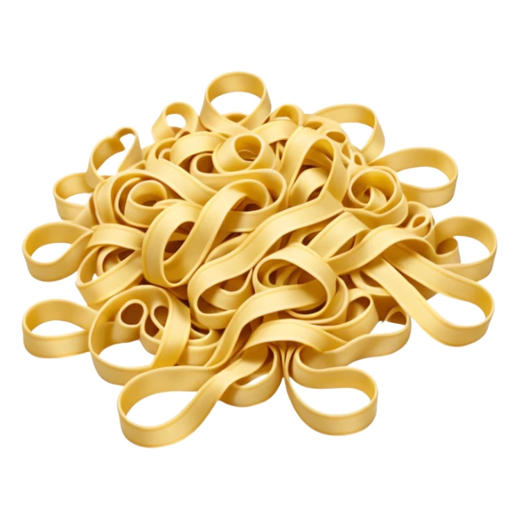 fresh tagliatelle uncooked loose nest or pile warm yellow soft flour-dusted long flat ribbons gentle curls irregular no plate sauce or garnish soft lighting transparent background emoji scale sticker