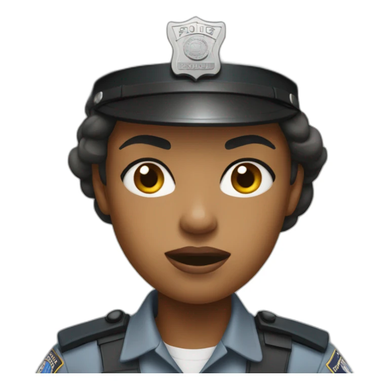 angry black police woman in light gray uniform sticker