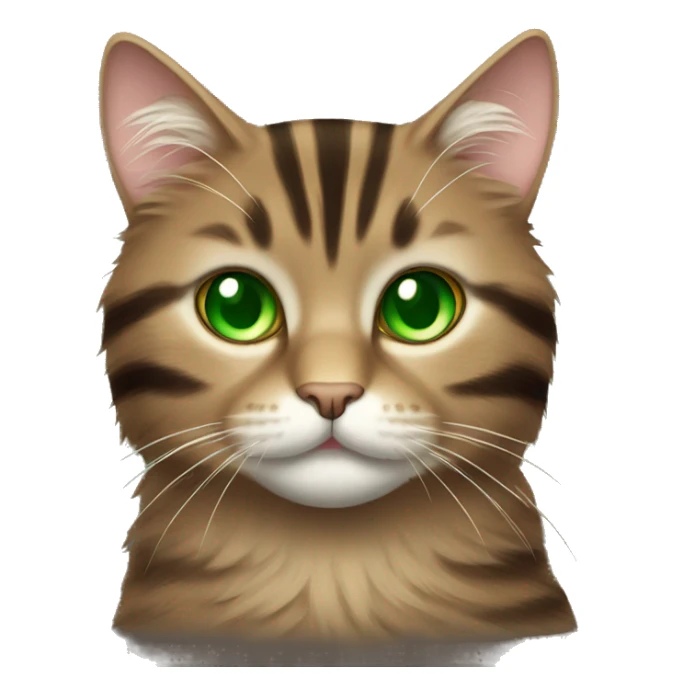fluffy brown striped cat with green eyes sticker