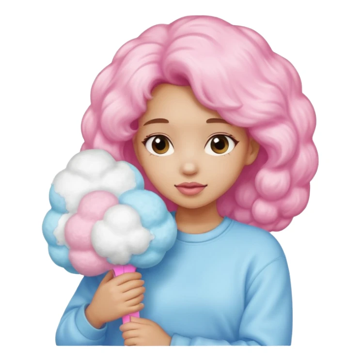 A girl hugging a big cotton candy puff sticker