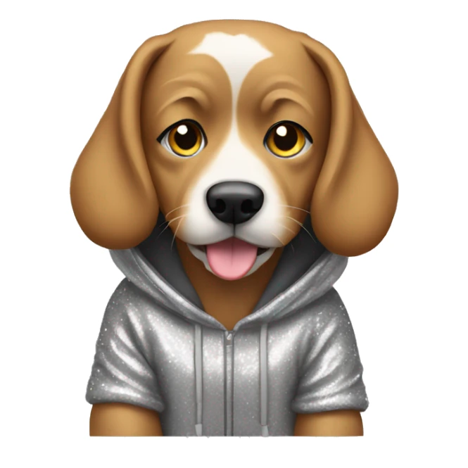 Dog wearing a glitter hoodie sticker