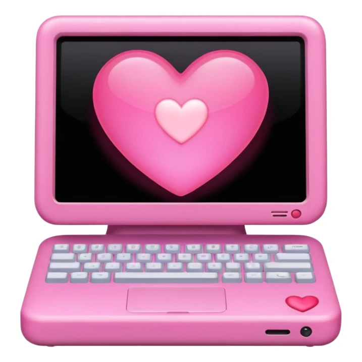 Pink computer with a little heart in the middle sticker