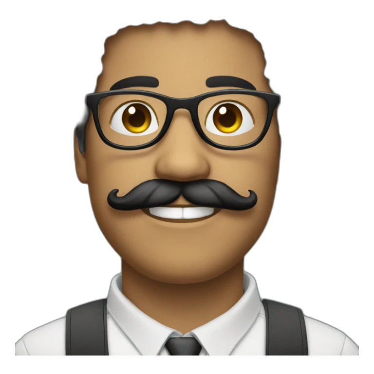 Man with black hair Afro and glasses and moustache  sticker