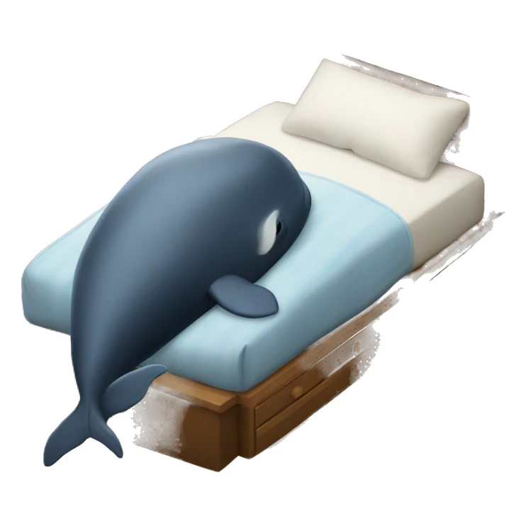 Sleeping whale on top of a bed sticker