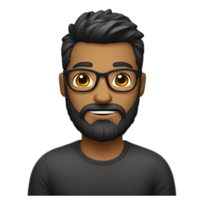 Genera un emoji de un hombre estilo hipster, con cabello negro, barba completa pero corta, color de piel caucásica, sin anteojos sticker