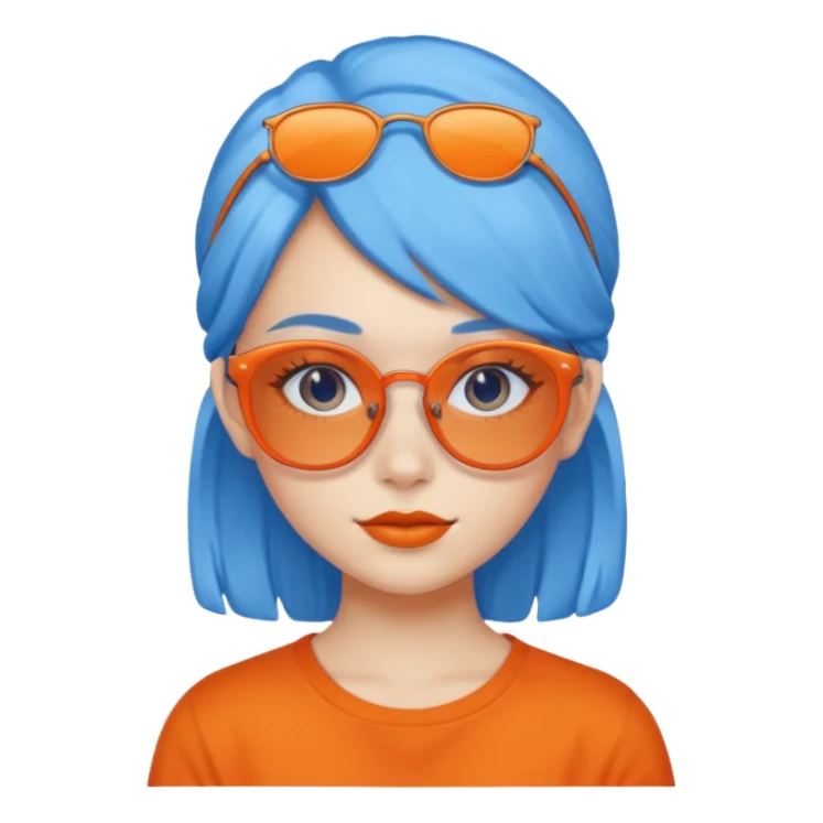 blue skinned orange glassed child girl sticker