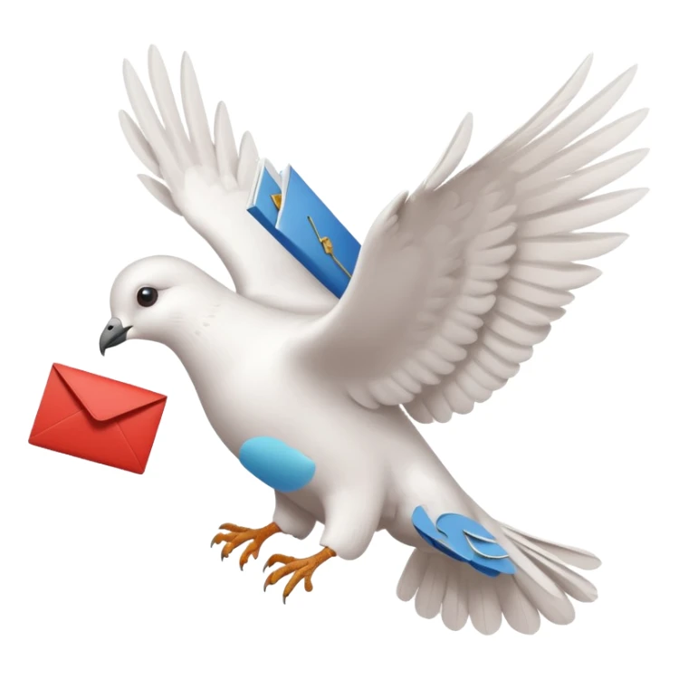 a dove flies with a letter in its paws sticker