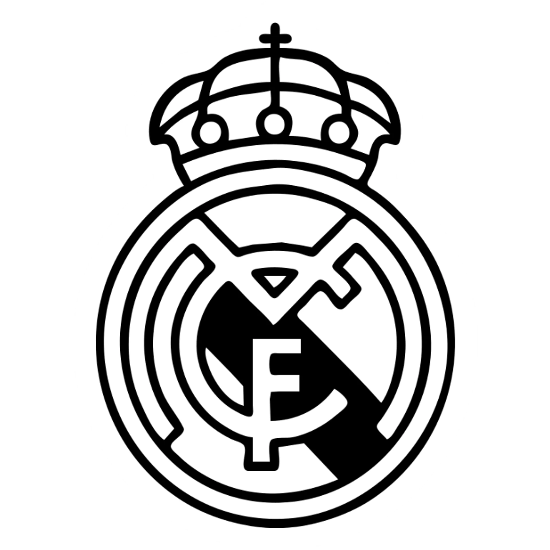 Real Madrid logo, simple black outlined icon, no fill sticker