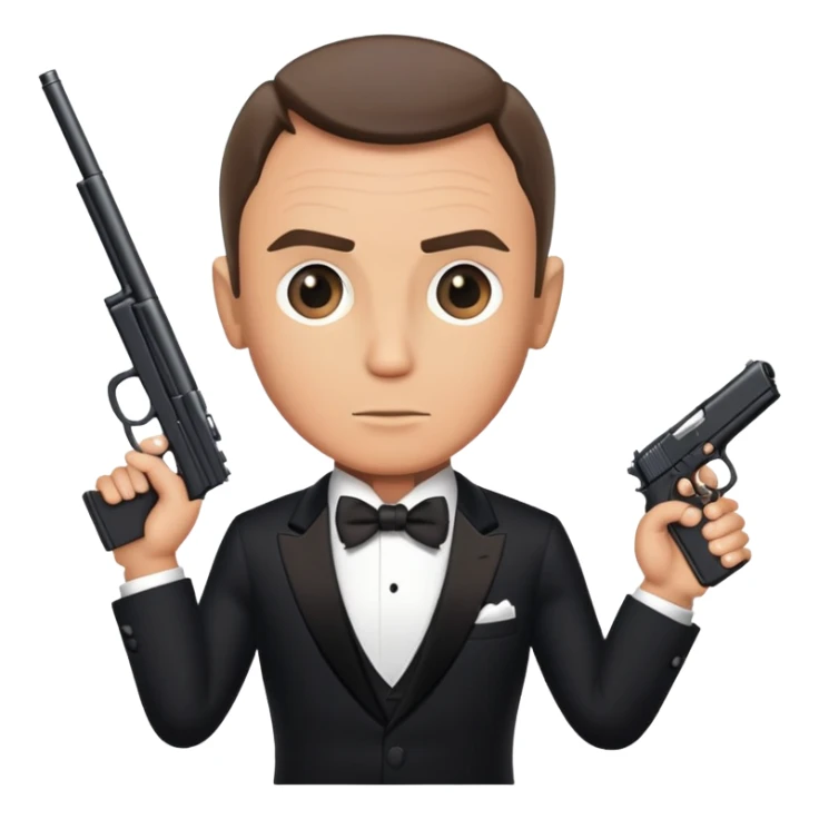 James Bond in tuxedo with gun, secret agent sticker
