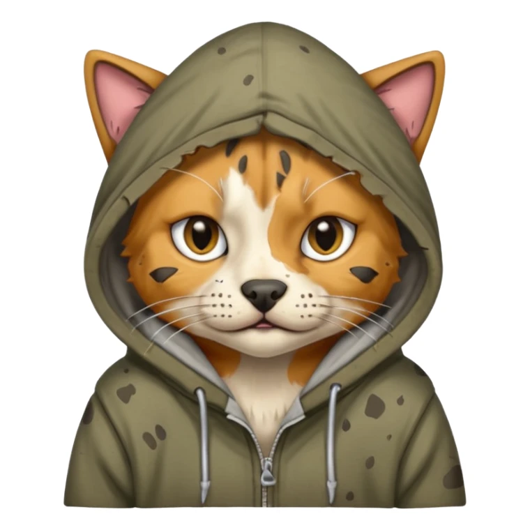 homeless dog cat with torn hoodie


 sticker