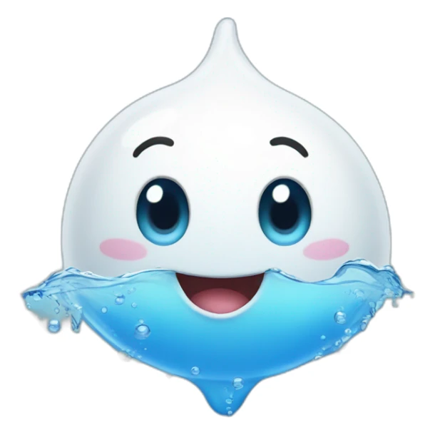 happy white droplet swimming  sticker