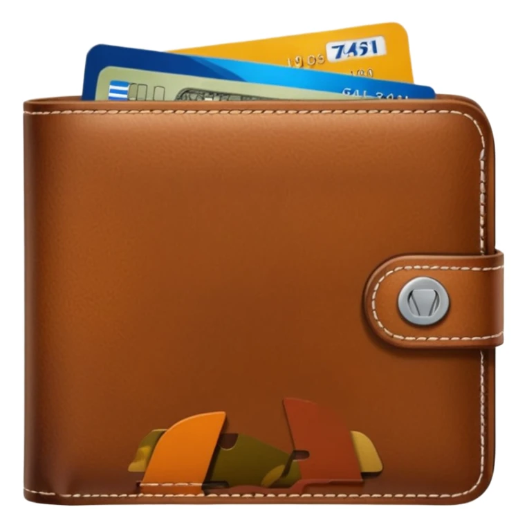 portefeuille marron avec billet et carte bancaire sticker