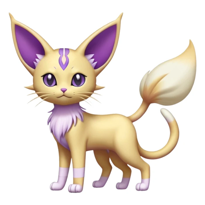 Shiny Espeon-Meowth-Skitty-Fakémon-hybrid-creature (full body)  sticker