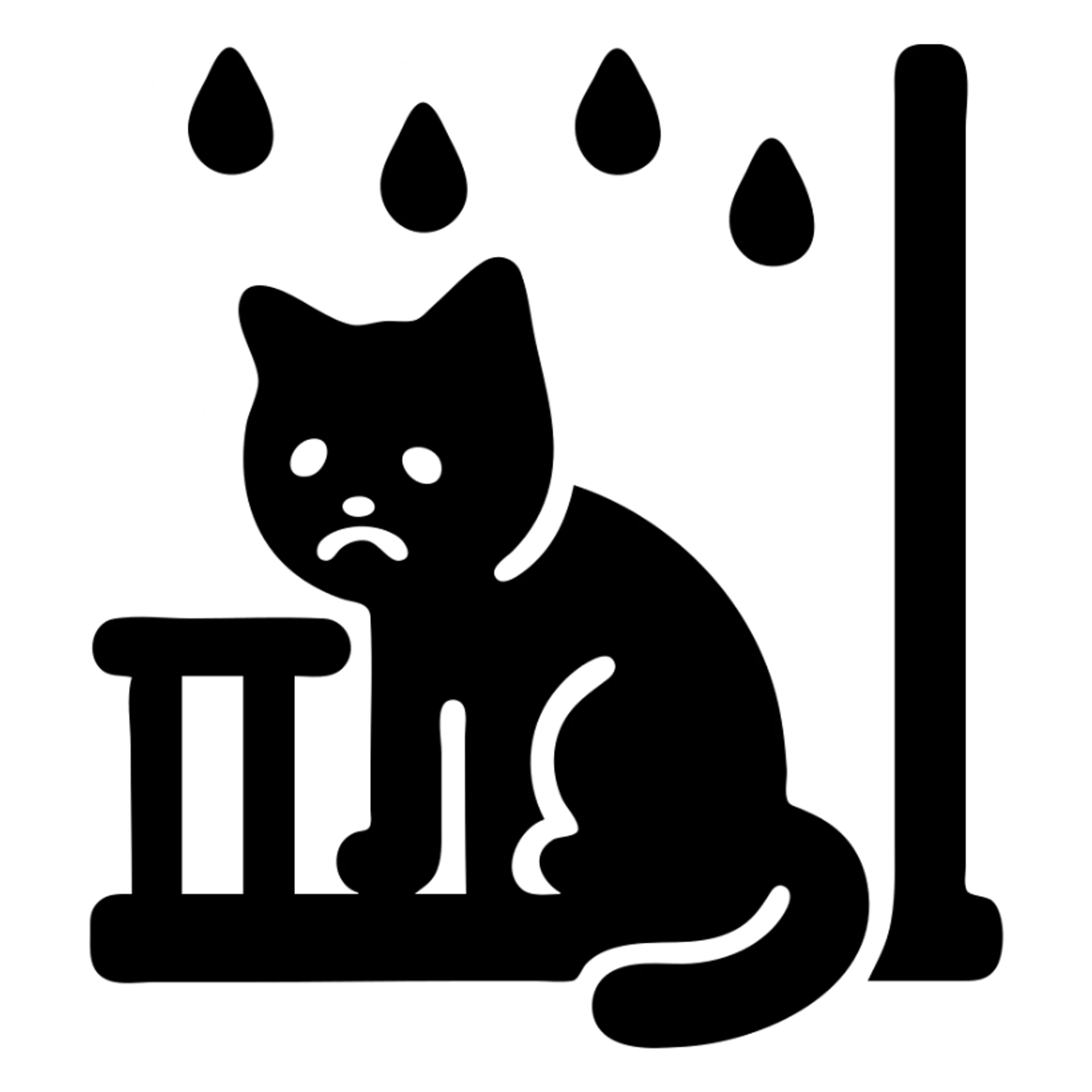 sad cat waiting for owner outside on balcony during rain sticker