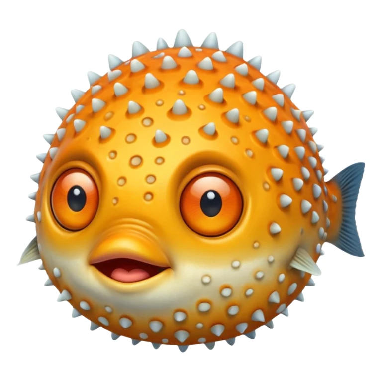 puffer fish, only eye, apple emoji style sticker