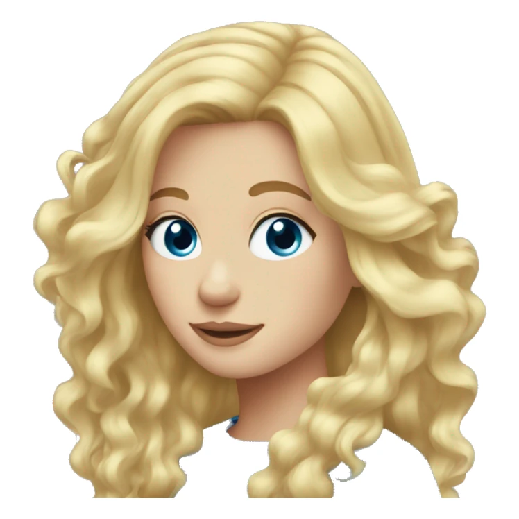 blonde hair blue eyes girl windy hair sticker