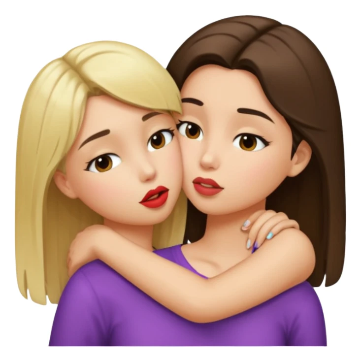 blond girl kissing brunette girls neck sticker