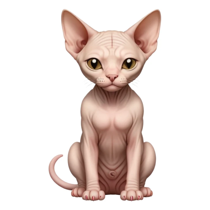 hairless sphynx cat full body sitting with eyes closed sticker