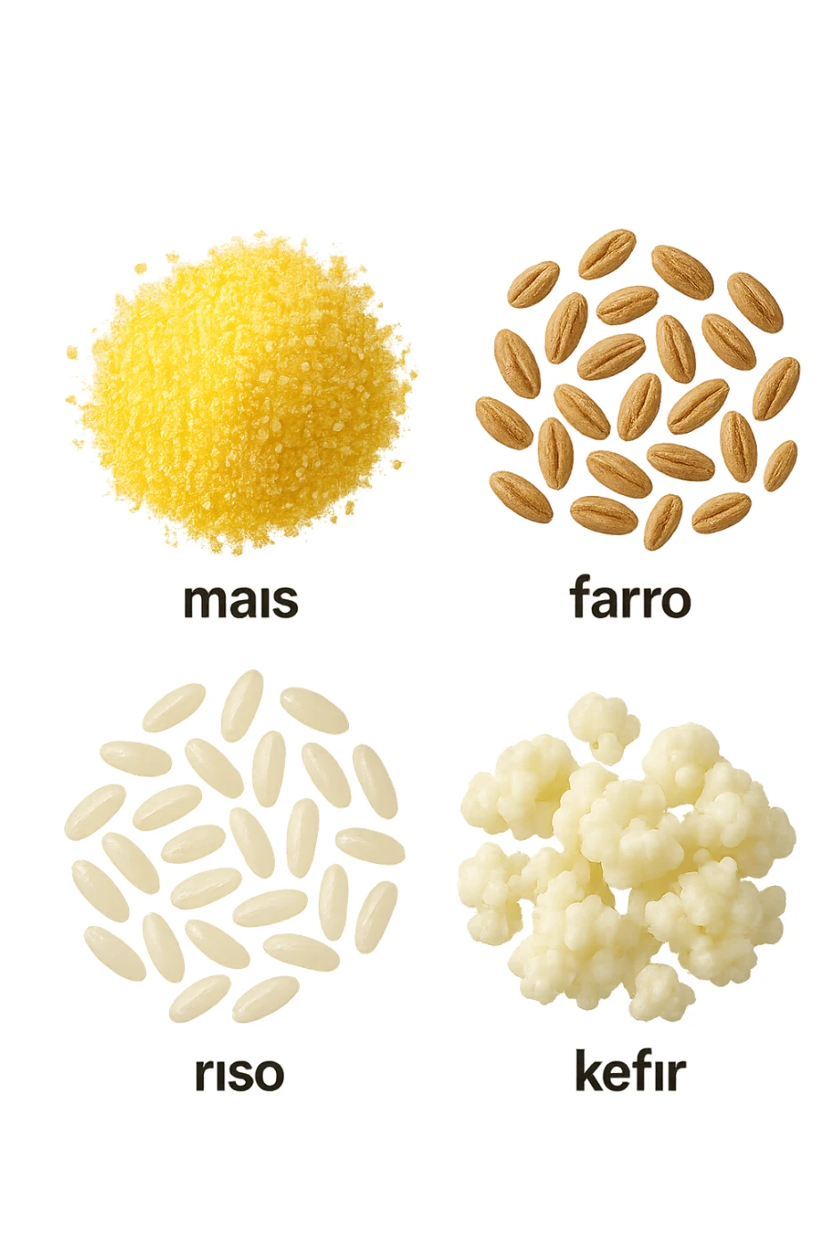 MAIS, FARRO, RISO, KEFIR FLUTTUANO IN ARIA, IPERREALISTICO 4K sticker