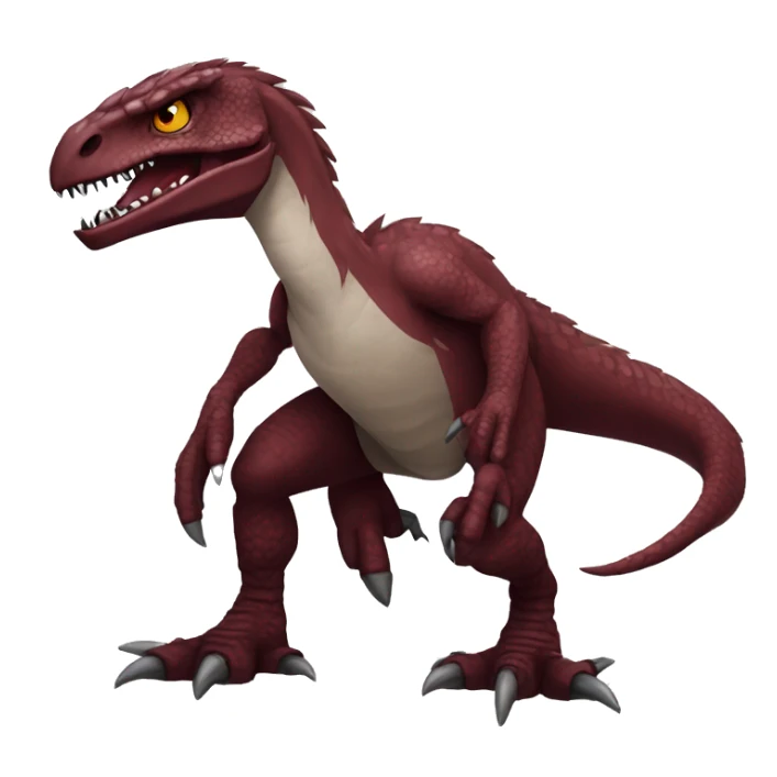 Maroon edgy badass modern handsome punk velociraptor-dragon-Digimon, full body sticker