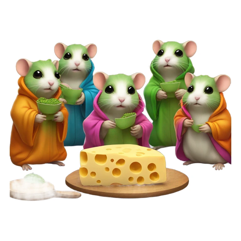 alien hamster cult with cheese and weed sticker