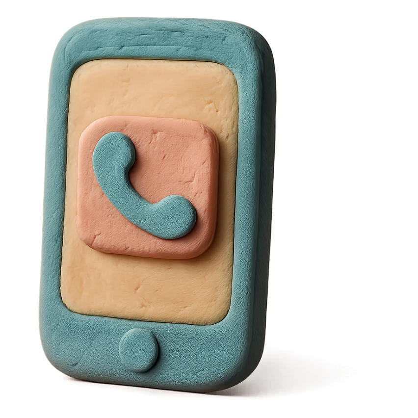 smartphone icon in claymation style, sculpted, pastel, tactile appearance sticker