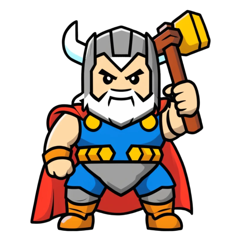 happy thor with lightning and hammer for kids sticker