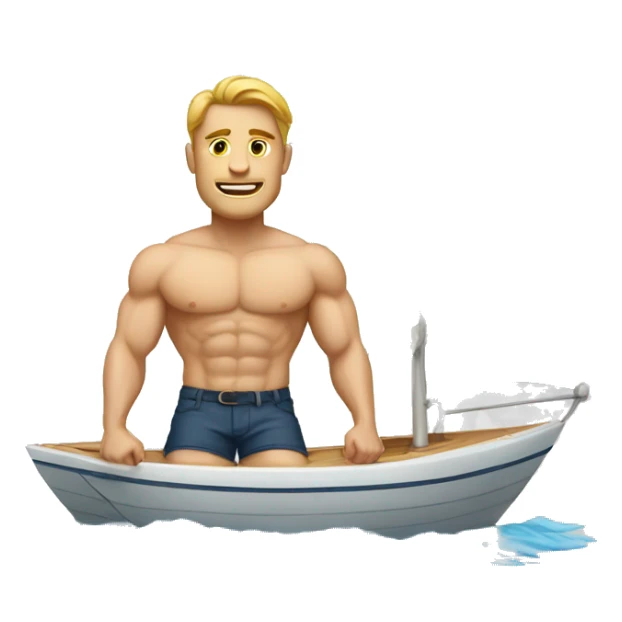 white man muscular in sailboat  sticker