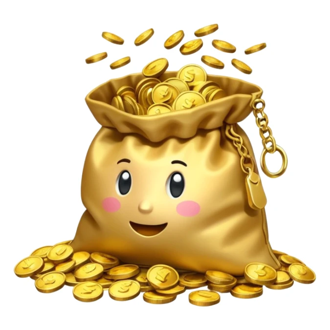 the small pouch should open so the coins come out of it, not closed sticker