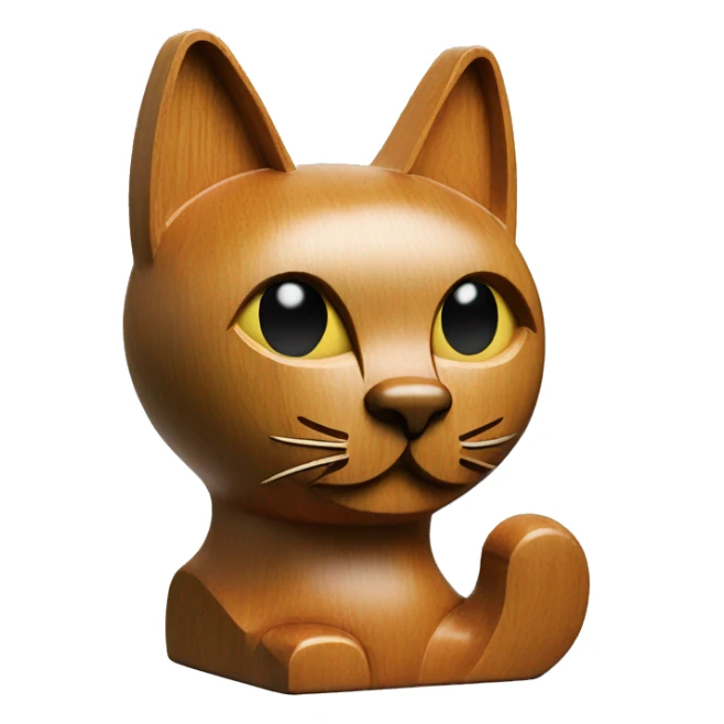 Mid century modern style wooden cat statue sticker