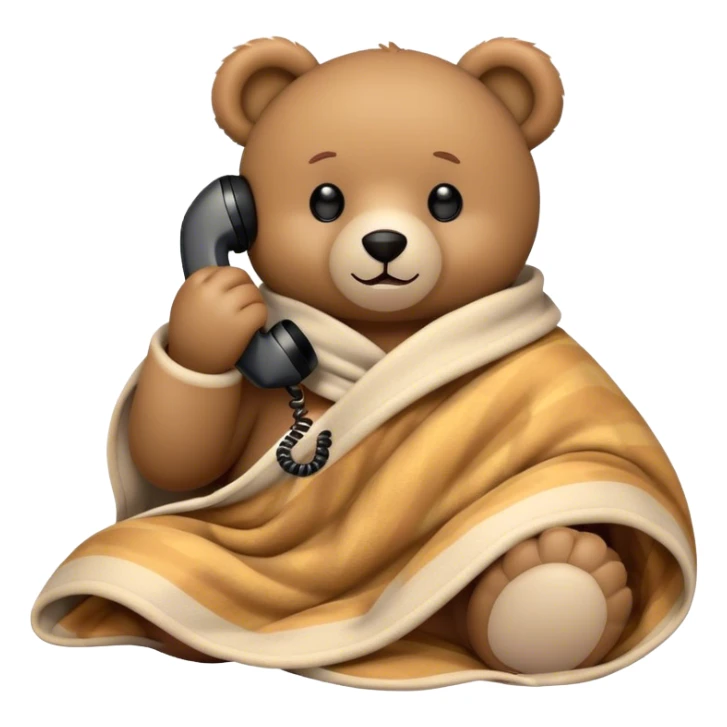 teddy bear cozy in blanket phone call sticker