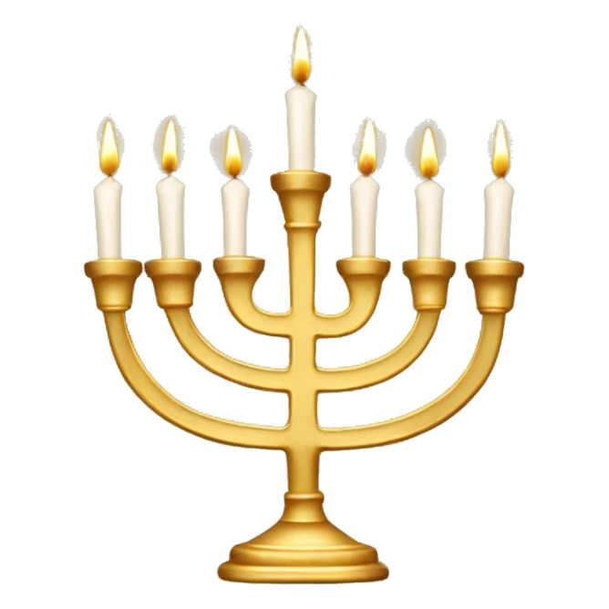 Gold Menorah with 8 candles on the left and right sides sticker
