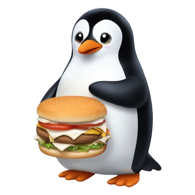 Cute penguin eating White Castle burgers sticker