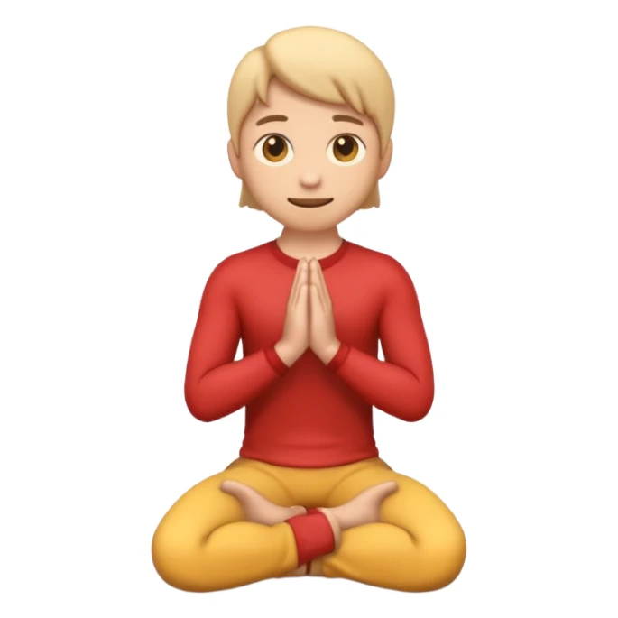 3D emoji style person kneeling, clear posture, centered, soft shadow, white background. sticker