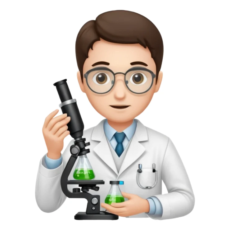 a victorian scientist carrying out an experiment with petri dish and microscope sticker