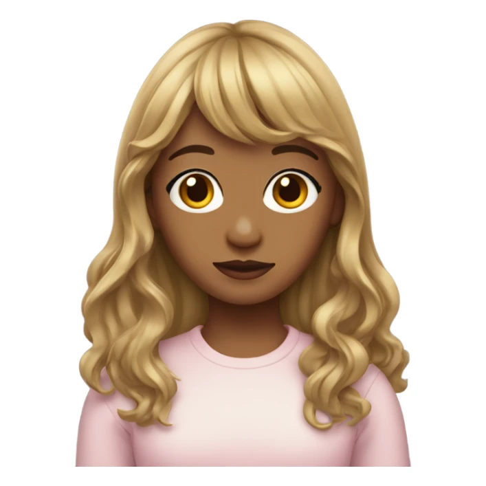 girl with long semi wavy hair and curtain bangs  sticker